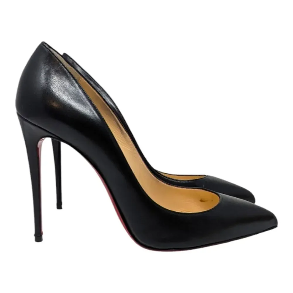 Christian Louboutin Pigalle Follies 100 Black Leather Pump Stiletto Heel 39.5